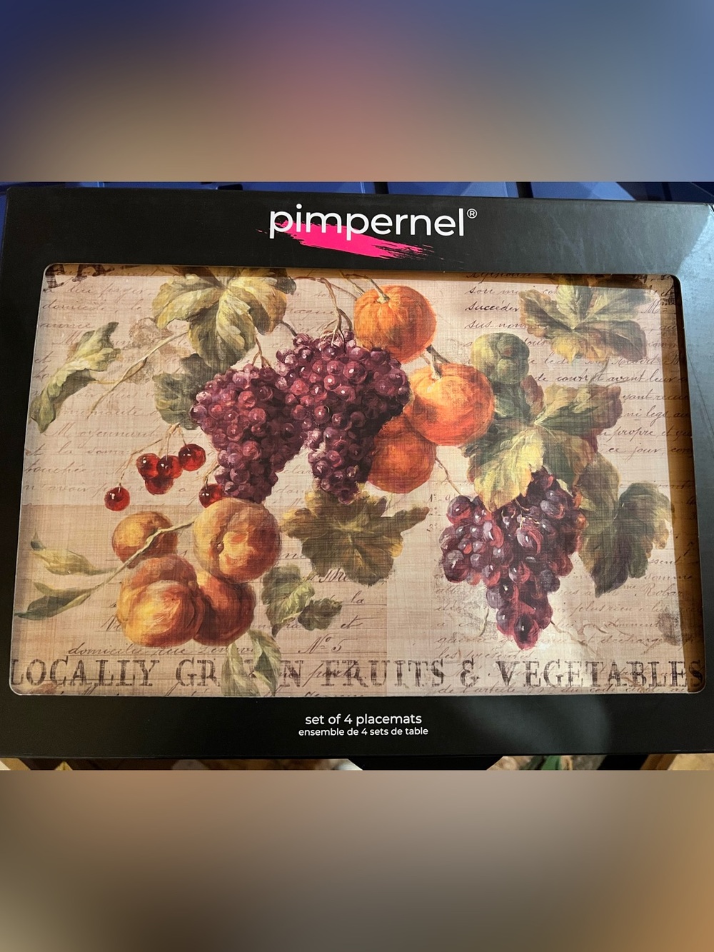 Pimpernel Fruit Vine Placemats Corkboard backing Abundent Fall